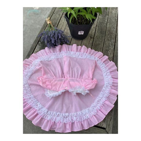 Vintage 80s Kotton Candy Pink White Party Ruffle Full Circle Dress Sz 18 Months - Picture 3 of 9